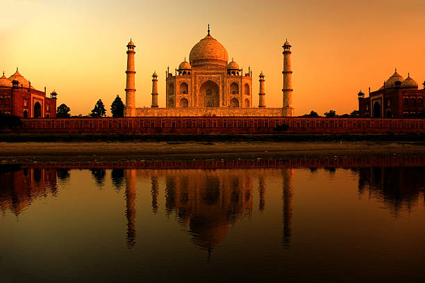 Taj Mahal sunset with reflections